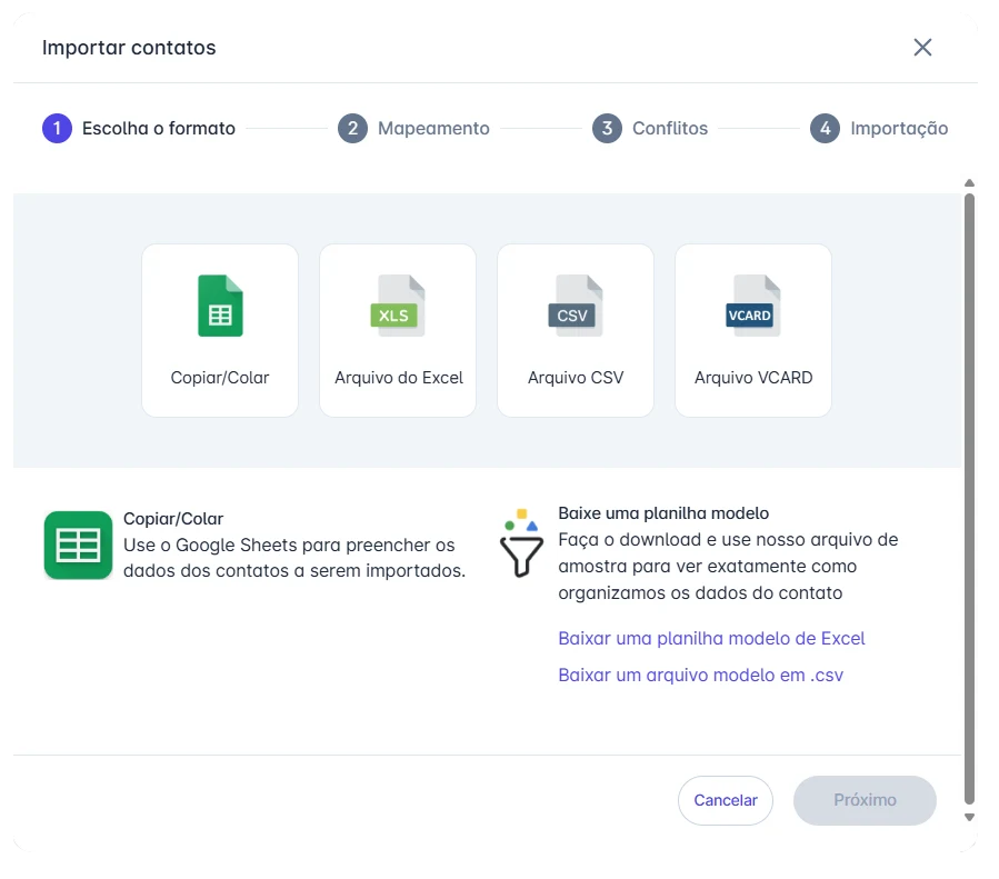 Importação de contatos no Coqueiro Chat