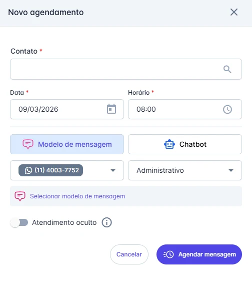Criação de mensagem agendada no Coqueiro Chat